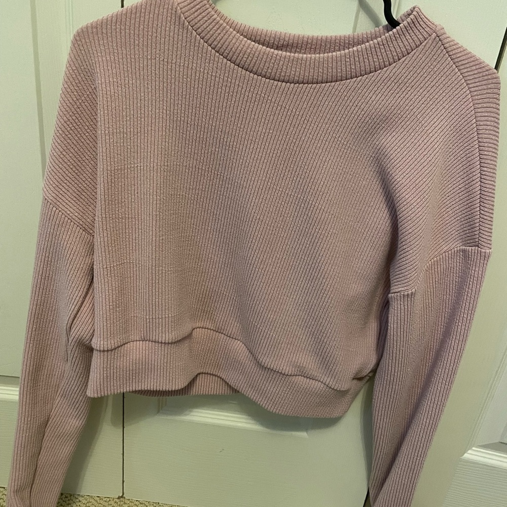 Pink Lily Cropped Mauve Sweater